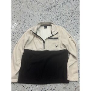 Spyder Mens‎ Pullover Medium M Half Zip Beige Black Athletic Casual